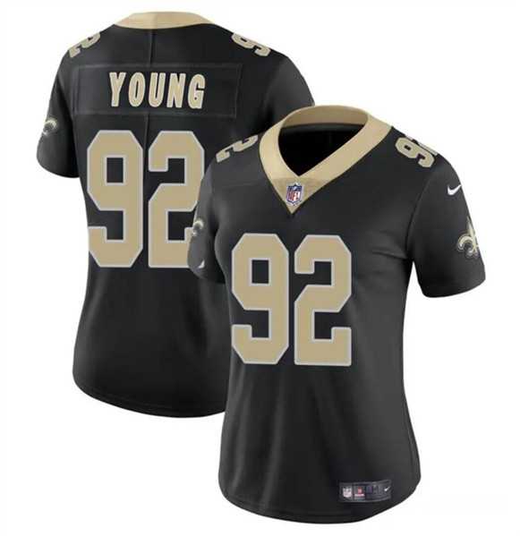 Womens New Orleans Saints #92 Chase Young Black Vapor Stitched Game Jersey Dzhi